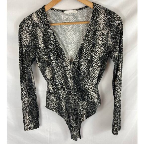 Lush Snakeskin Long Sleeve Bodysuit Size Small - Picture 1 of 5